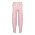 thumbnail image 6 of GiLiling Women Cargo Pants High Waist Baggy Casual Solid Parachute Trousers Loose Fit Y2K Streetwear with Multi Pockets (Pink, 12-13 Years), 6 of 7