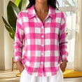 thumbnail image 6 of Luivaraty Flannel Plaid Shirts for Women Button Down Lapel Tops Fashion Casual Long Sleeve Dressy Shirts，S-2XL, 6 of 7