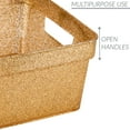 thumbnail image 3 of Simplify 3 Pack Small Plastic Glitter Storage Tote Baskets, Gold, 3 of 5