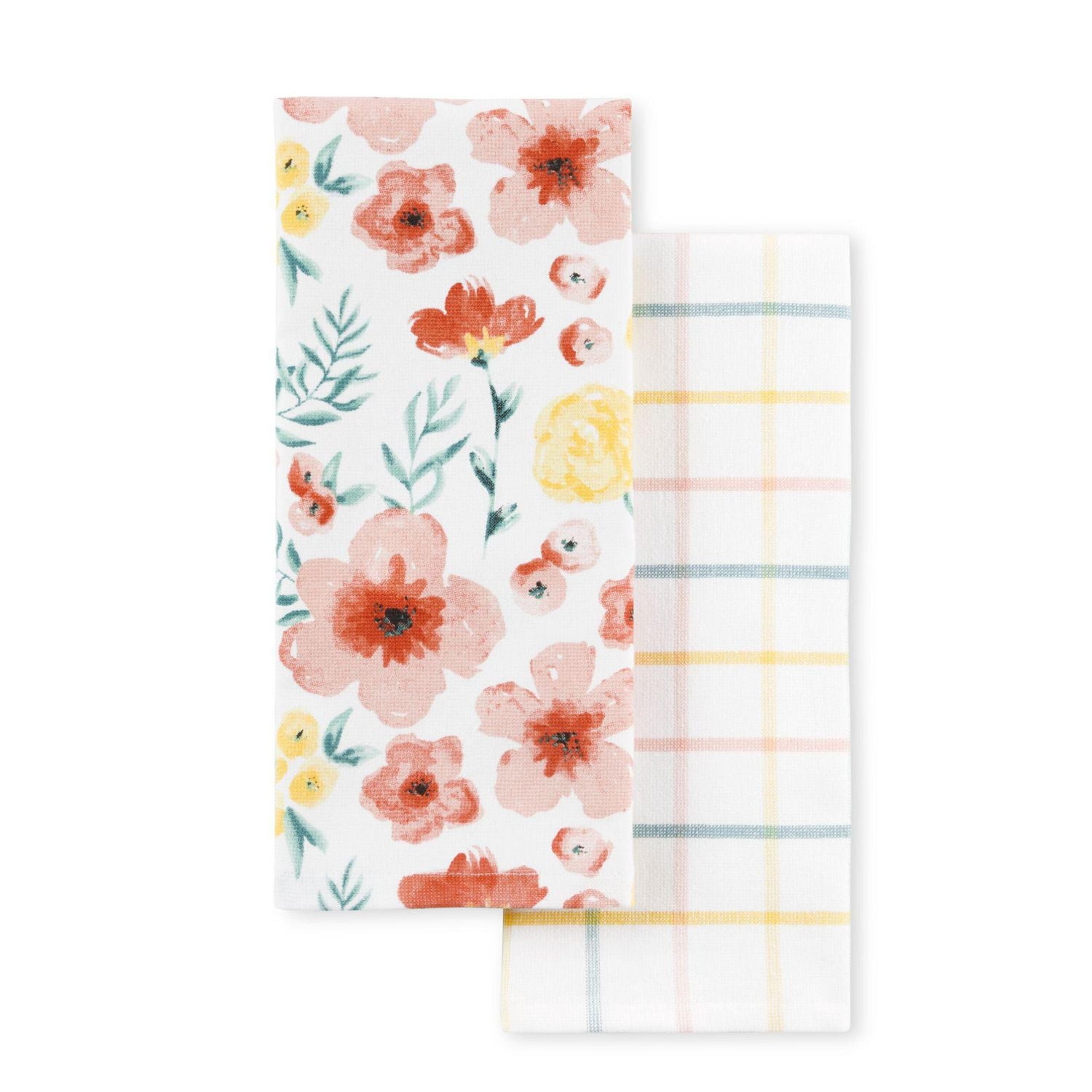 Ensemble de serviettes de cuisine à fleurs Home Trends, 16 x 26 po, 2 pièces
