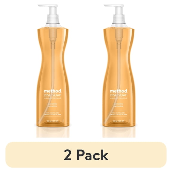 (2 pack) Method Dish Soap, Clementine, 18 Oz Pump Bottle 81793900735