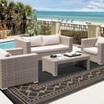 thumbnail image 5 of Memoryfield 9' x 12' Outdoor Rug Waterproof, Reversible Plastic Straw Patio Mat, Portable Rug for Deck, RV, Camping & Balcony, Black/Brown, 5 of 9