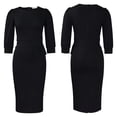 thumbnail image 2 of Womens Midi Pencil Dresses Sheath Dress Cocktail Slim Dress Work Bodycon Dress, 2 of 8
