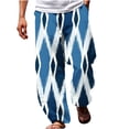 thumbnail image 2 of WXLWZYWL Mens Summer Casual Pants Relaxed Fit 3D Printing Elastic Waist Straight Trousers Elastic Waist Drawstring Lightweight Loose Beach Yoga Pants Pure White, 2 of 5