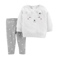 Long Sleeve Cat Fleece Top & Leggings, 2-Piece Outfit Set (Toddler Girls)