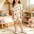 thumbnail image 4 of ITSAME Girls Summer Outfit 2-Piece Short Sleeve Crewneck Top and Shorts Kids Loose Casual Set Blue Size 7, 4 of 7