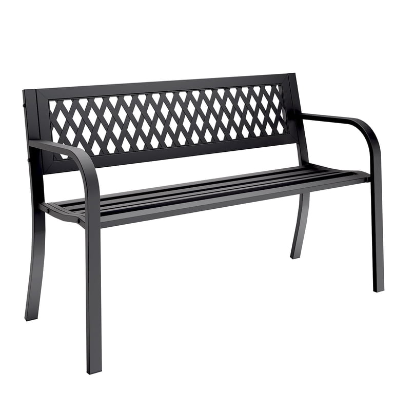 WASUHE 50-Inch Outdoor Patio Bench, 2-Person Black photo 1