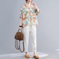 thumbnail image 3 of Traje de verano de algodón y lino Shot, camiseta de manga corta de verano, conjunto informal grande de dos piezas de estilo occidental, 3 of 4