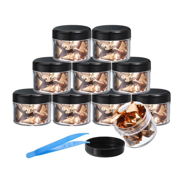 Uxcell Copos de Hoja de Oro, Copos Metálicos para Uñas con Pinzas, Rosa Dorado 10Pcs
