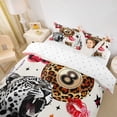 thumbnail image 3 of Castle Fairy Leopard Print Billiard Twin Duvet Cover, Animal Cheetah Twin Bedding, Black Red Brown,2pcs,1 Duvet Cover and 1 Pillowcase, 3 of 6