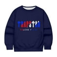 thumbnail image 1 of Hauts pour Enfants Trapstar Chandails à Col Rond à Manches Longues Chandails Graphiques Amples Trapstar Chandails à Enfiler de Style Rue Hip-hop Chandails pour Garçons et Filles (Marine, 150), 1 of 3