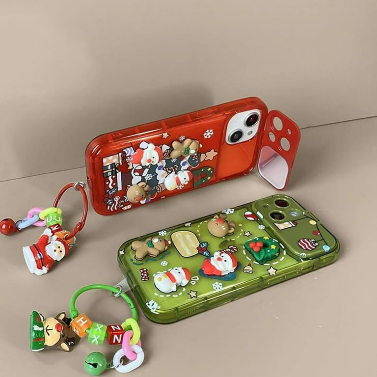 Coque IPhone – Motif Arbre De Noël – Housse Rétroviseur – Antichoc – TPU Multicolore