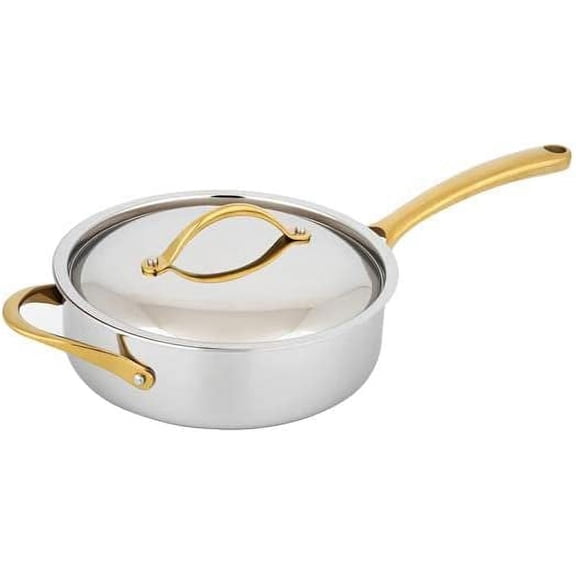NutriChef 3.4-quart Sauté Pan W/ Lid Cookware W/ Interior Coated Prestige Ceramic Non-Stick Coating