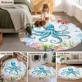 thumbnail image 5 of Octopus Coastal Round Area Rug 4 FT, Non Slip Indoor Outdoor Rug, Blue Nautical Summer Beach Ocean Washable Soft Circular Carpet Non-Shedding Floor Mat for Coffee Table Nursery Foyer Balcony, 5 of 8