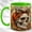 Green, variant on Leopard Bow Skull Coffee Mug, Spooky Autumn Mug, Ceramic 11 oz