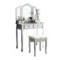 thumbnail image 5 of Sanlo Wooden Vanity Make Up Table and Stool Set Silver, 5 of 6