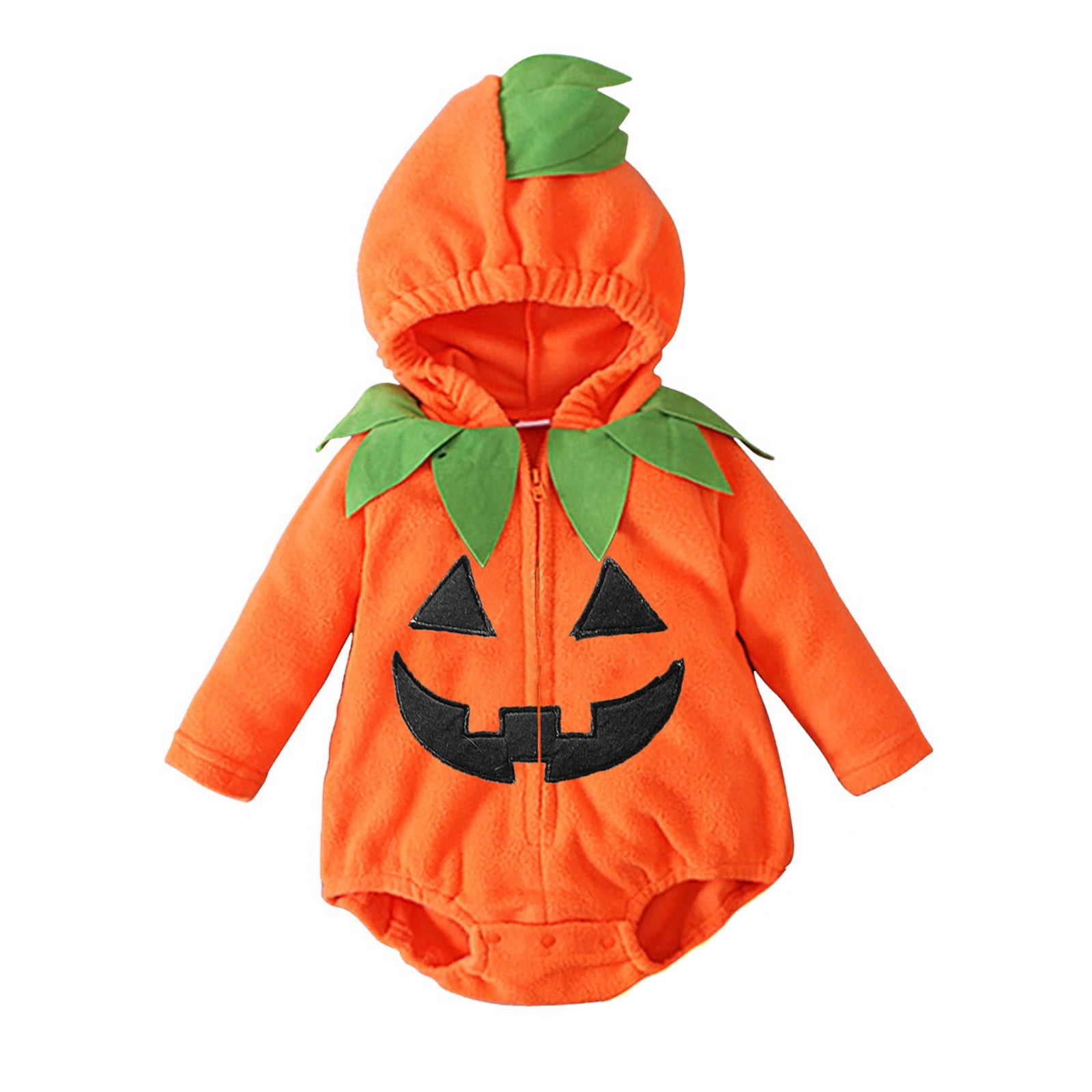 Pumpkin Baby Romper Hoodie Baby Clothes Halloween for Boys Girls 12-18 Months