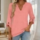 thumbnail image 2 of Mujeres 3/4 Manga de Verano Tops V Cuello Botonado Color Sólido Blusa, Camisetas Casuales de las Mujeres Suelto Ajuste Suave Respirable Primavera de Uso Diario, 2 of 9