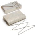 thumbnail image 2 of Bolso de noche Dasein para mujer, satinado, con strass, color champán, 2 of 6