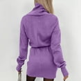thumbnail image 4 of Robes à Manches Femme Couleur Unie Ceinture Manches Longues Mode Navettage Robes d'Automne Longues Robes Décontractées, 4 of 7