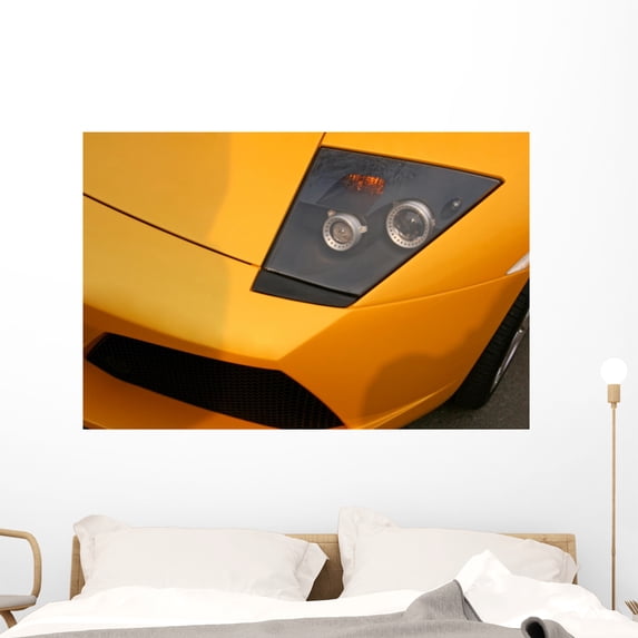 Yellow Supercar Headlight Wall Mural by Wallmonkeys Peel and Stick Graphic (48 in W x 32 in H) WM1926
