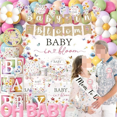 thumbnail image 3 of Baby in Bloom Baby Shower Decorations,283 Pcs Spring Baby Shower Decorations include Baby Shower Plates And Napkins,Floral Banner Backdrop Balloon Arch Mom to Be Sash for Baby in Bloom Shower Party$$, 3 of 11