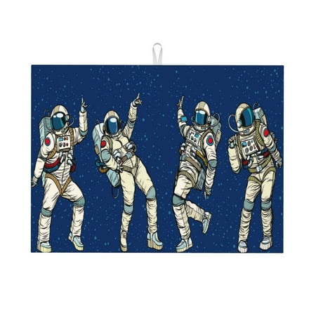 

Bingfone Disco Party Astronaut Dancing 18 X 24 Dish Drying Mat For Kitchen Counter Ultra Absorbent Microfiber