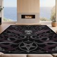 thumbnail image 2 of Design&I 6'x9' Washable Area Rug Gothic Round Skull Moth Whimsigoth Pentagram Border Moody Snake Flowing Dynamic for Queen Size Bedroom, Under Bed, Sleek Flatweave Pet Friendly, 2 of 7