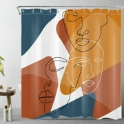 HVEST Mid Century Shower Curtain,Boho Abstract Geometric Shower Curtain for Bathroom Decor,Bohemia Aesthetic Bath Curtain Polyester Fabric Bath Accessories with Hooks 72x72 Inches