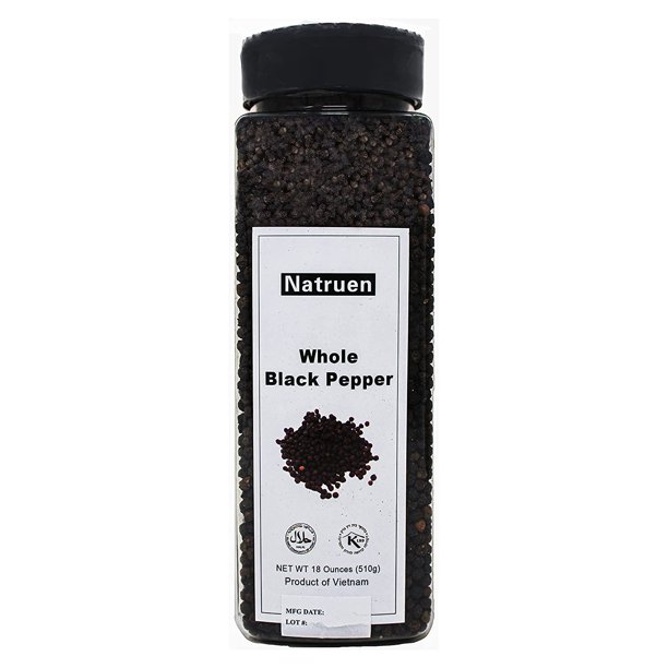 Natruen Whole Black Pepper 18 Ounces, Black Peppercorns, All Natural, NonGMO, Vegan, Gluten