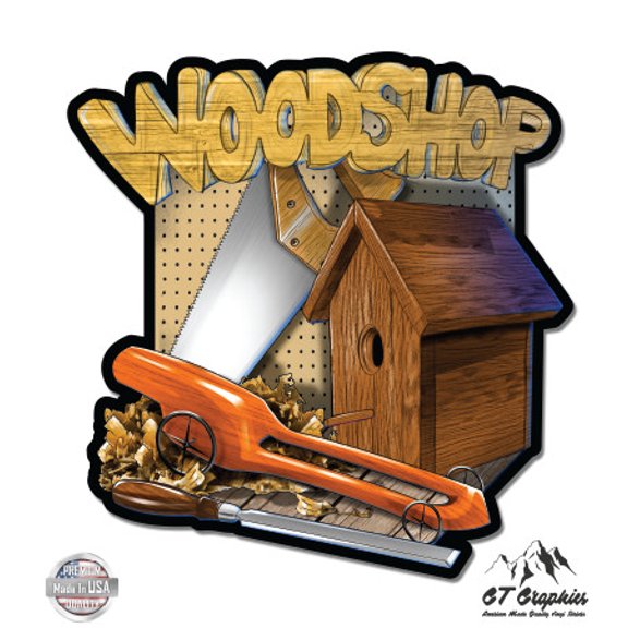 Woodshop - 12" Vinyl Sticker Waterproof Decal