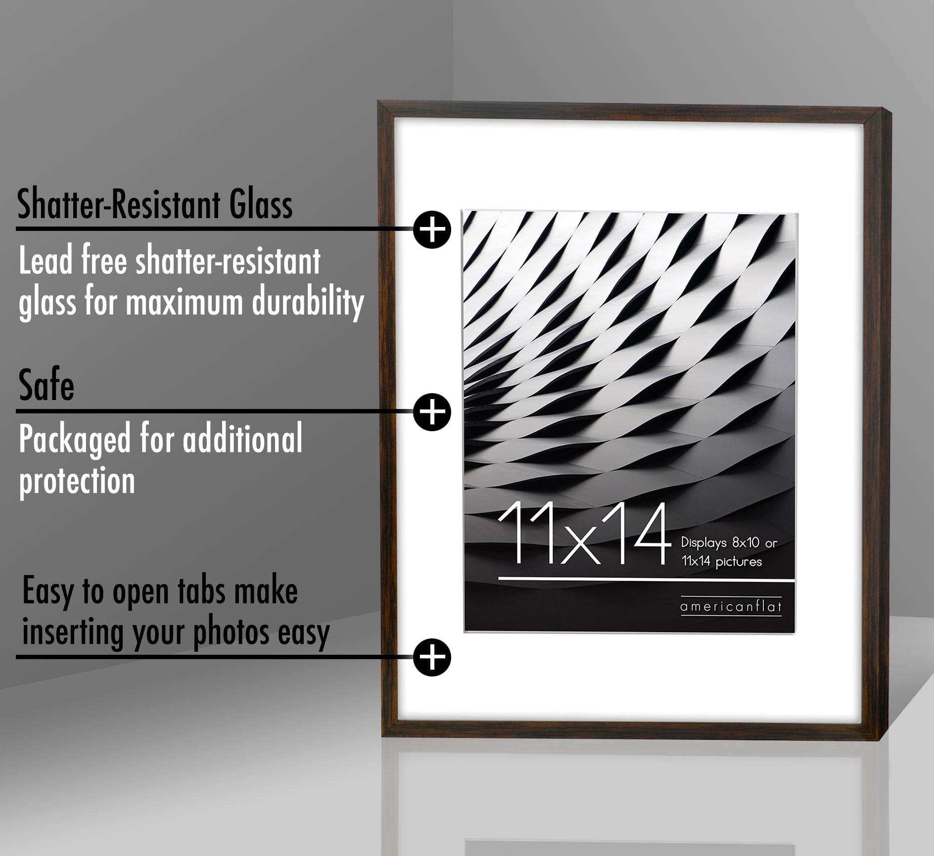 UMICAL 8x8 Picture Frames Set of 2 Display 6x6 or 4x4 Pictures with Mat or  8x8 Pictures without Mat Square Wood Black Photo Frames with HD Plexiglass