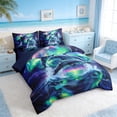 thumbnail image 2 of Manfei Magical Aurora Dolphin Twin Bedding Sets for Kids Boys and Girls, Marine Fantasy Print Bedding Comforter Set, Navy Reversible 7pcs, 2 of 6
