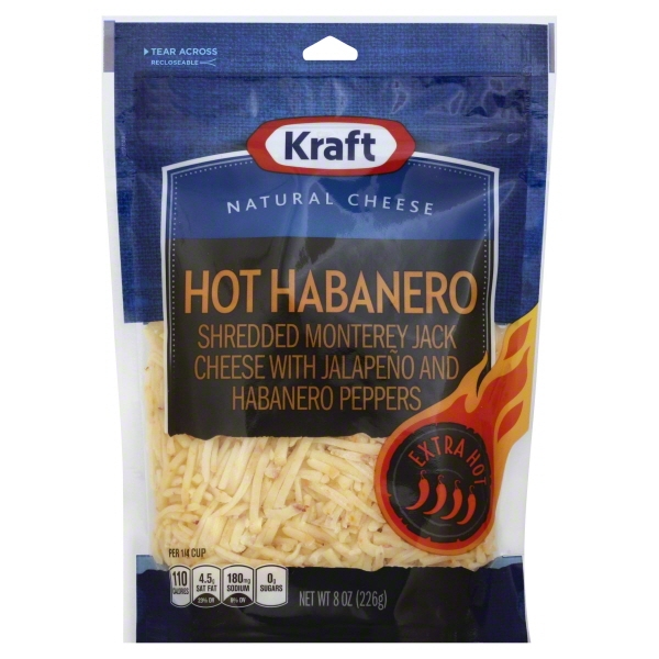 Kraft Shredded Monterey Jack Cheese With Jalapeño and Habanero Peppers