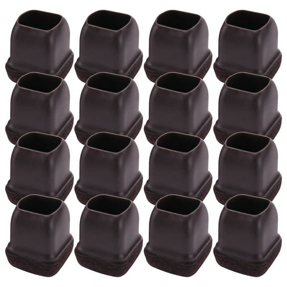 16 Pcs Brown Silicone Chair Leg Floor Protectors, Square Chair Leg Caps with Wrapped Felt, Fit: 0.75 Brown TPE felt