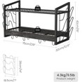 thumbnail image 2 of Hanging Pot Rack, Pot Rack Wall Mounted, 2-Tier Kitchen Pot and Lid Organizer, Wall-Mounted Cookware Holder with 12 Hooks, for Kitchen Storage of Pots, Pans, Utensils, Charcoal Black, 2 of 17