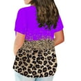 thumbnail image 4 of ZZwxWA Fashion Leopard Print Womens Tops Plus Size Short Sleeve Round Neck Summer Pullover Cute T-Shirt Purple XXXL, 4 of 6