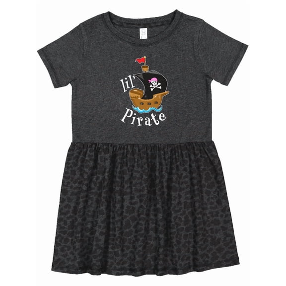 Inktastic Lil' Pirate Pirate Ship, Pink Bandana Girls Toddler Dress