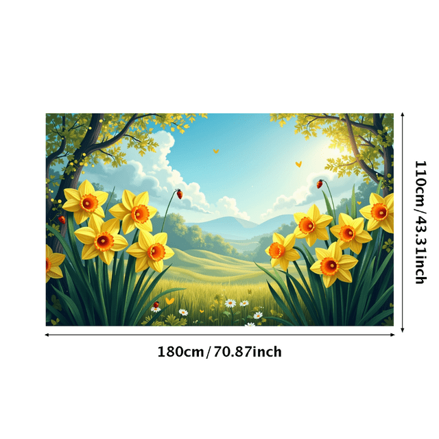 Spring Meadow Landscape Backdrop Scenic Nature Backdrop Banner Daffodils Floral Background Photography Weddings Events Parties Celebrations Exhibitions Decor