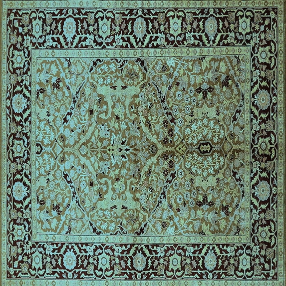 Ahgly Company Indoor Square Oriental Light Blue Industrial Area Rugs, 5' Square