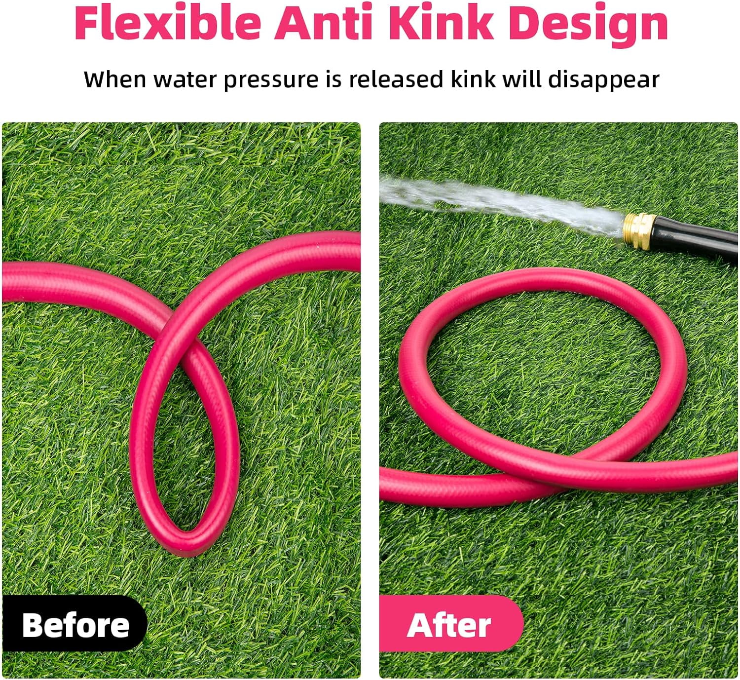 Garden Hose 5/8 in x 25 ft, Heavy Duty  Anti-Kink Flexible Water Hose for Drinking Safe  All-Weather Lightweight