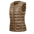 thumbnail image 4 of jtjvou Women Plus Size Puffer Vest Collarless Full Zip Sleeveless Jackets Lightweight Quilted Padded Warm Coat Outerwear Brown XL, 4 of 4