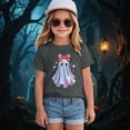 thumbnail image 2 of xaweyi Kids Halloween Graphic Shirt Cute Ghost with Bow Short Sleeve Crew Neck Girls Top,Sizes 18-24 Months, 2 of 5