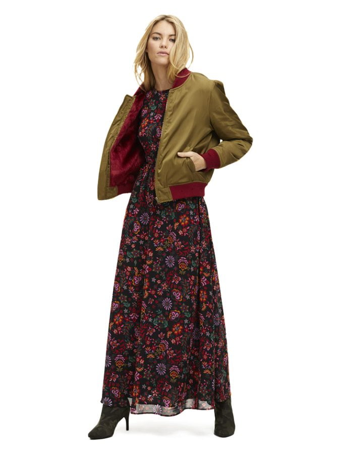 Scoop Scoop Bomber Jacket with Faux Fur Lining Women's