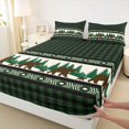 thumbnail image 3 of Manfei Abstract Geometric Grid Bed Sheets,Safari Bear Green Pine King Sheets,Country Farmhouse Lodge Sheet Set For Teens,Super Cozy Room Decor,4pcs, 3 of 7