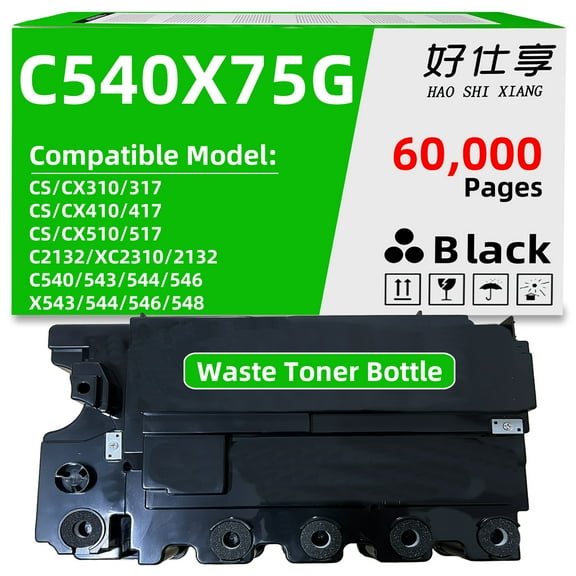 C540X75G Waste Toner Bottle Compatible with Lexmark CS310 CS410 CS510 CX310 CX410 CX510 CS317 CS317dn CS417 CS417dn CS517 CX317 CX317dn CX417de CX517de Printer
