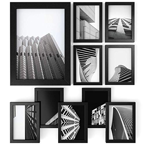 ARTEZA Picture Frames 5 x 7 Display Pictures 10 Pack Wood Finish