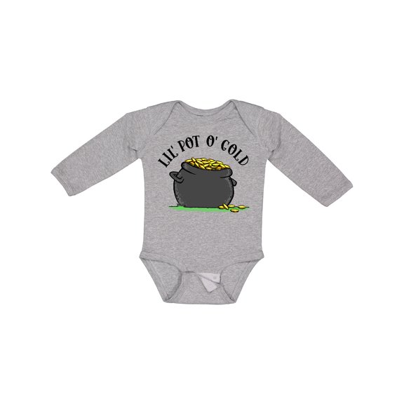 Inktastic St. Patrick's Day Lil' Pot of Gold Boys or Girls Long Sleeve Baby Bodysuit