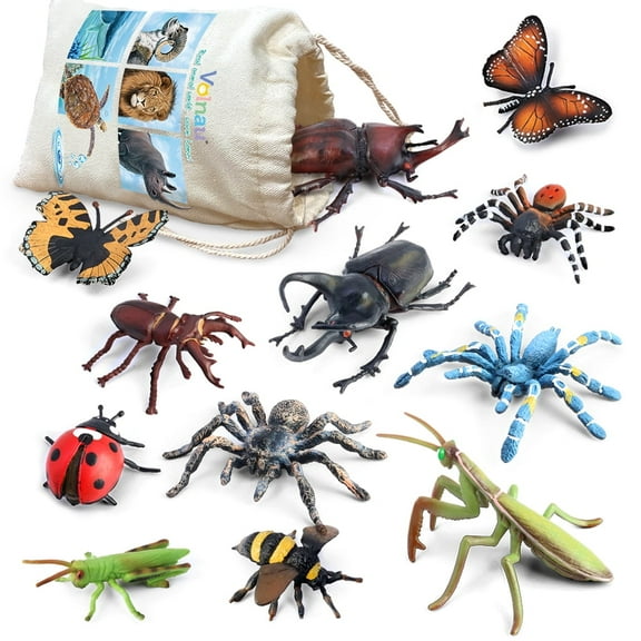 Volnau Bug Toys Figurines 12PCS Insect Animal Figures Decoration Educational Butterfly Plastic Model