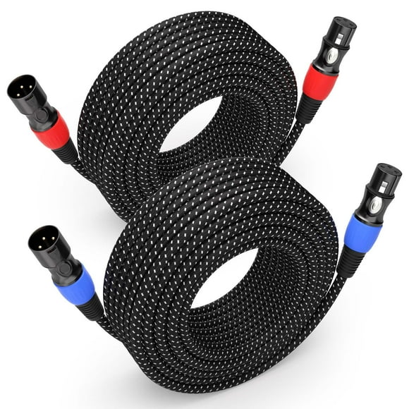 Cable de micrófono Xixryio Premium, paquete de 2 unidades, 15 m, XLR macho a hembra